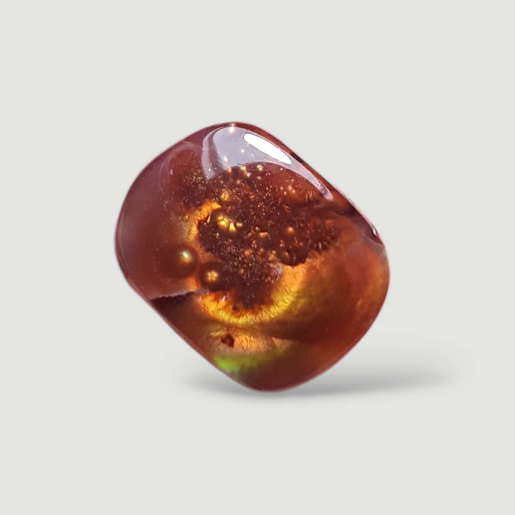 8.2ct Mexican Unique Fire Agate, Fire Agate Cabochon - Perfect Gemstone Gift For All, Flowery Fire Agate, Dimensions 14x11mm