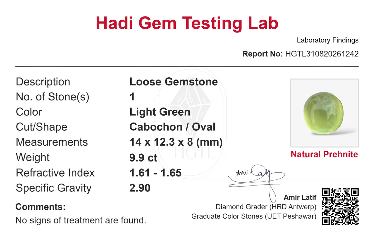 Natural Prehnite Cab 9.9ct