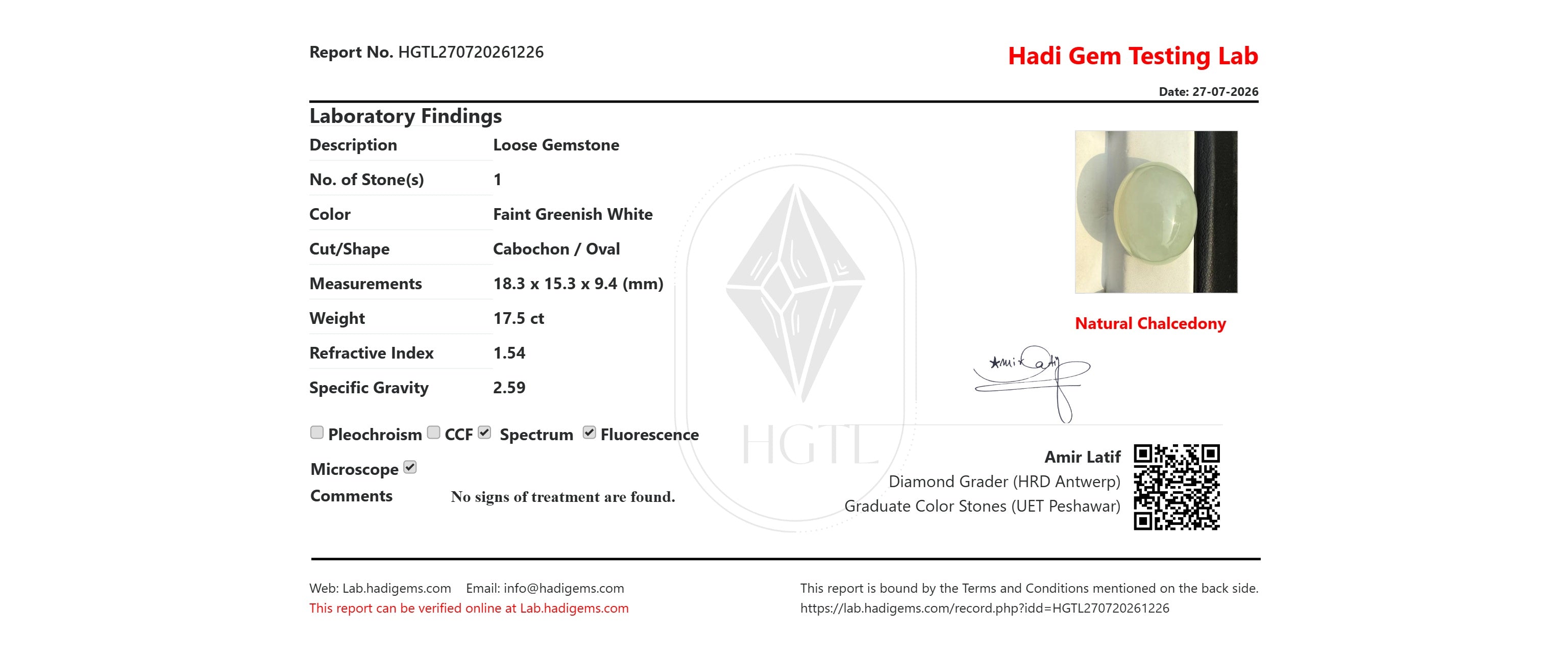 OffWhite Chalcedony 17.5ct