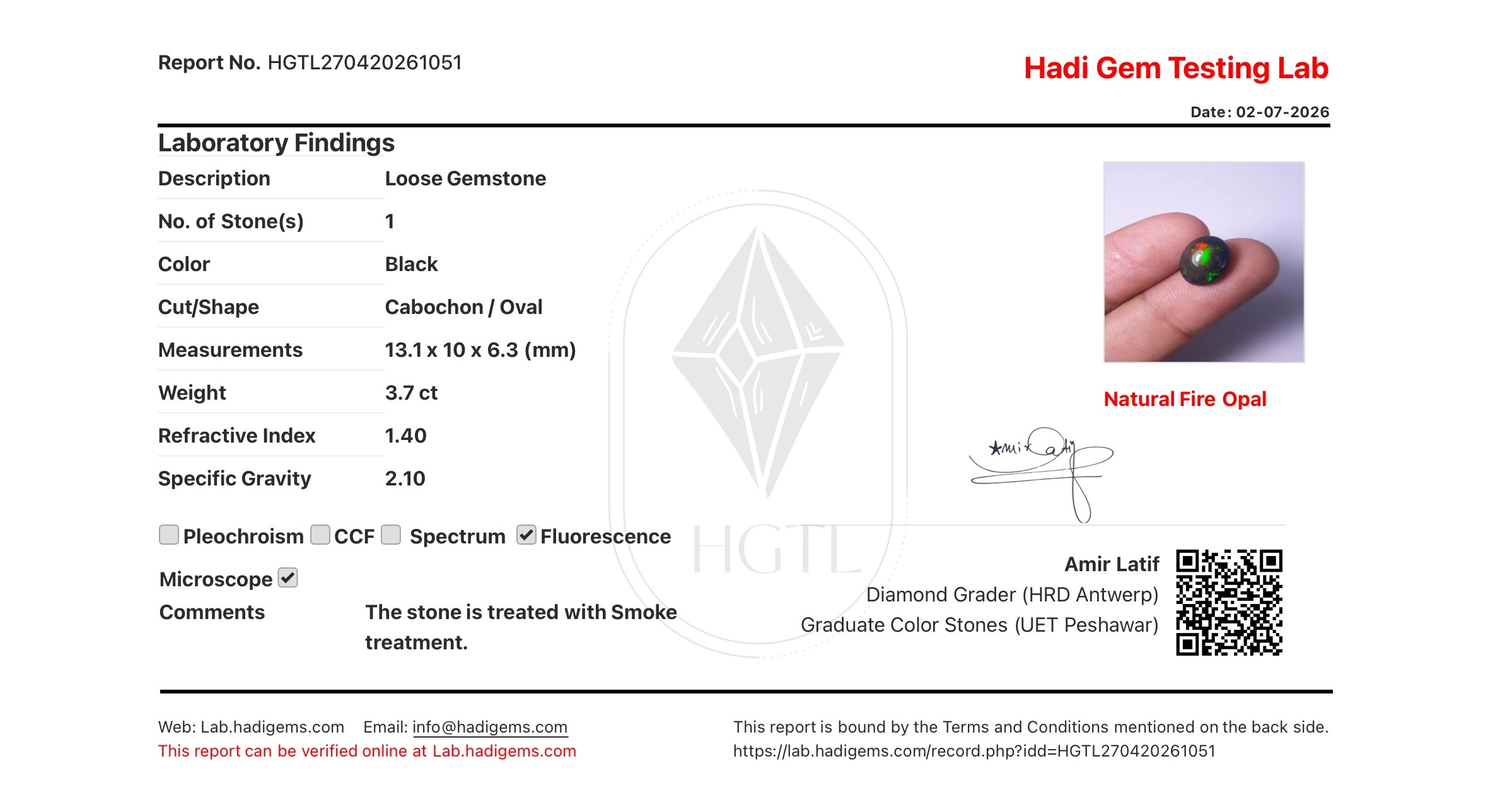Fire Opal - 3.7ct