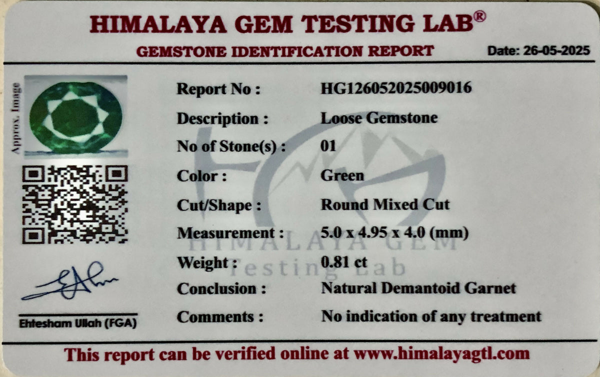 Natural Demantoid Garnet loose gemstone 0.81 cts