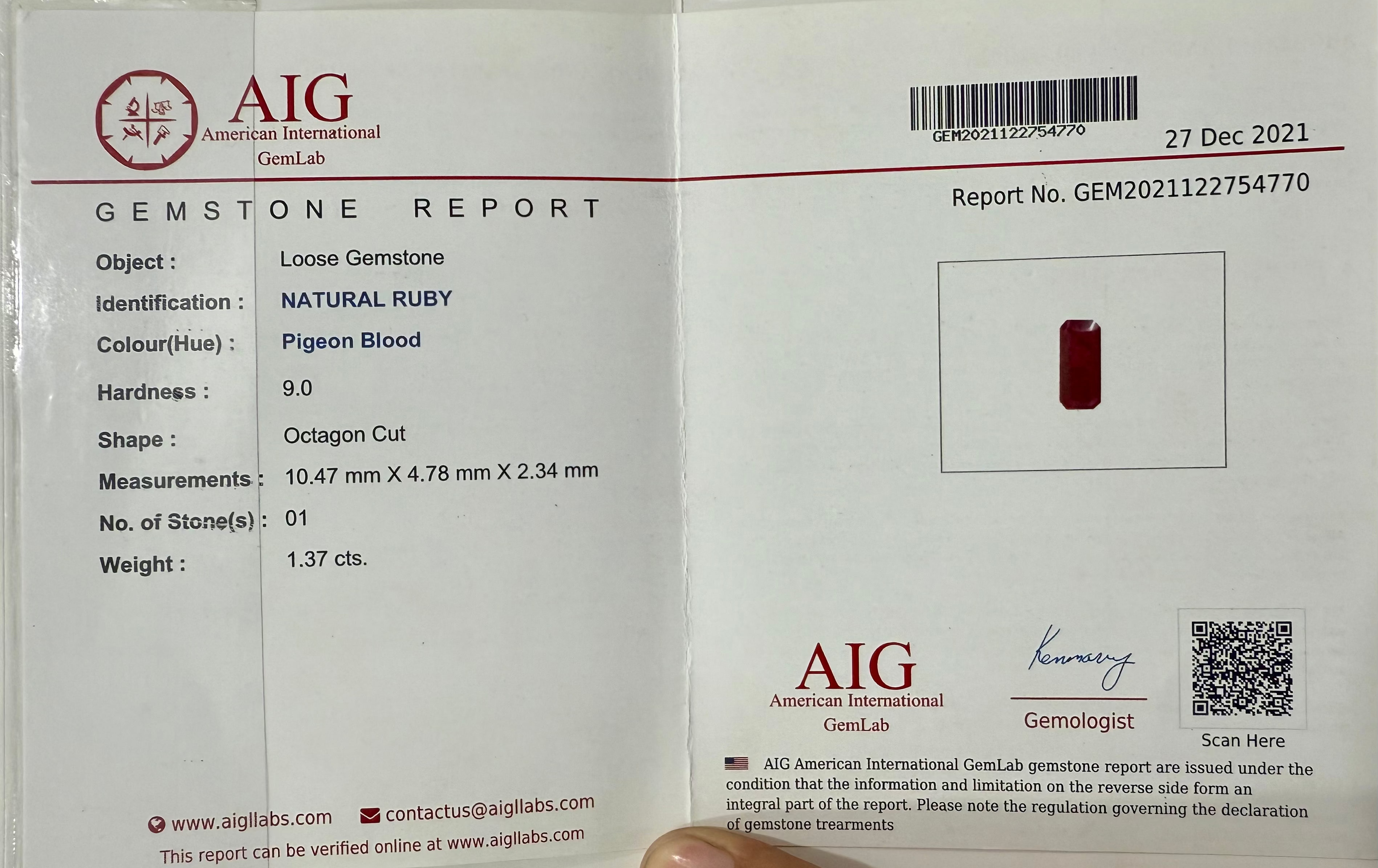 Natural Ruby Mozambique -1.37ct