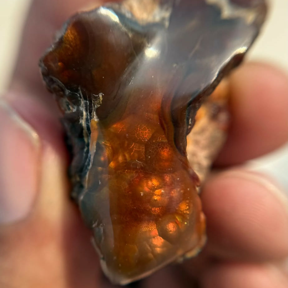 Polished Fire Agate Specimen from MEXICO