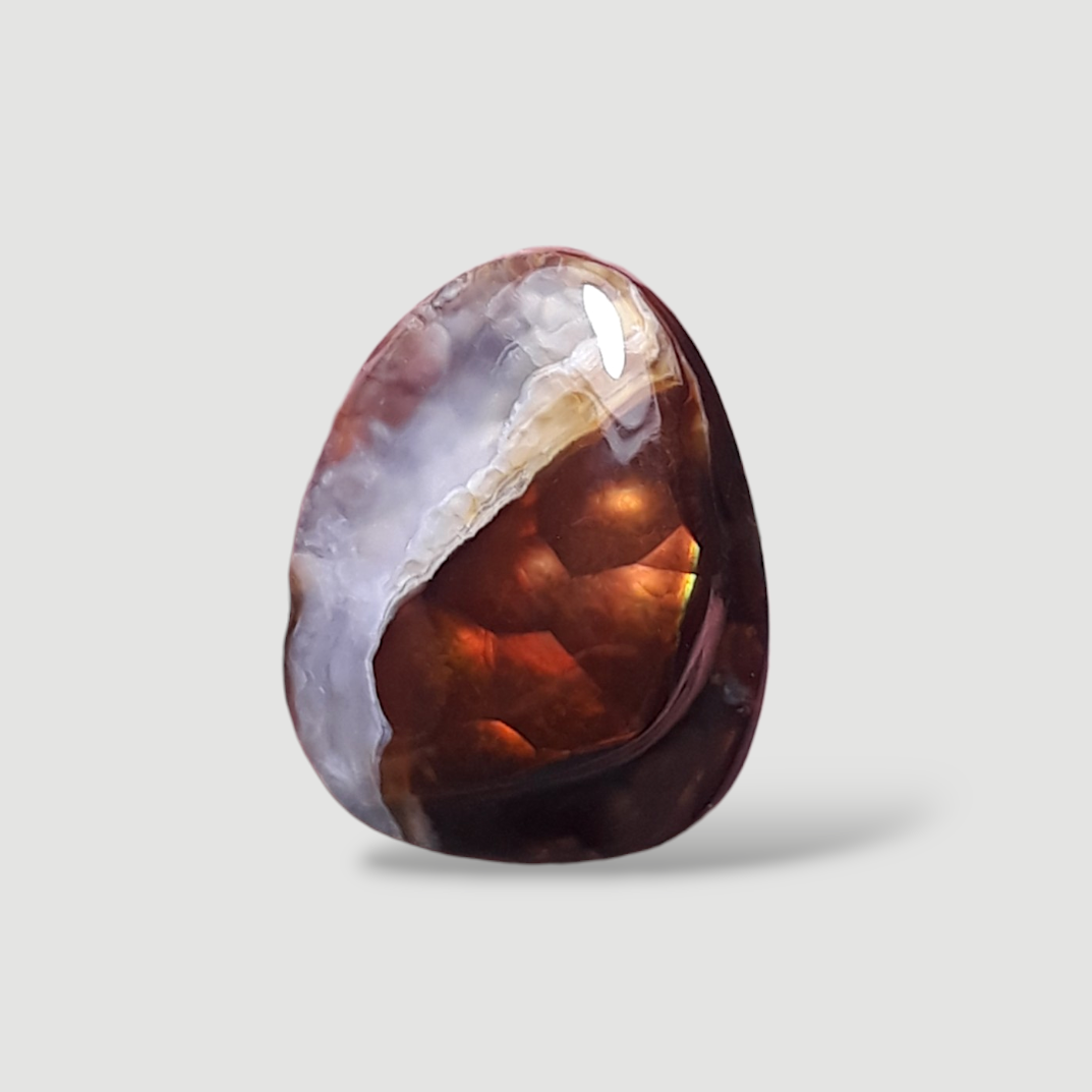 10.3ct Natural Fire Agate cabochon, Rare Fire Agate, Polished Fire Agate, Aatshi Aqeeq - Dimensions 14x11mm