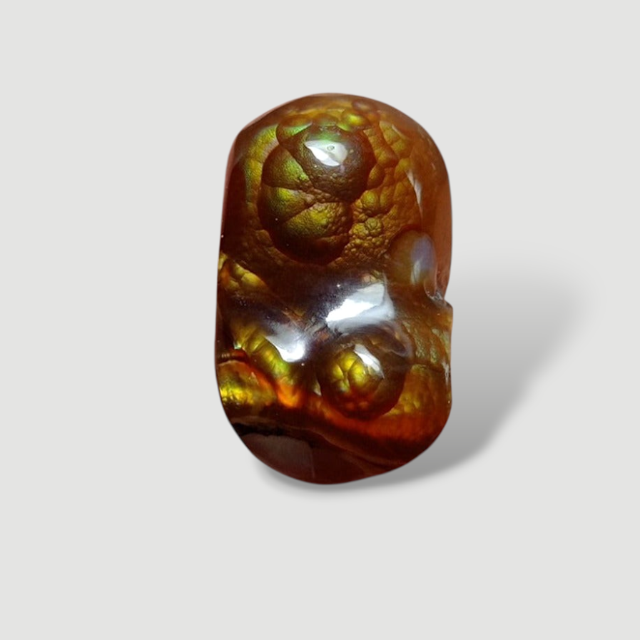 11.7 ct Mexican Fire Agate, Carved Fire Agate, Dimensions 17x10x8 mm