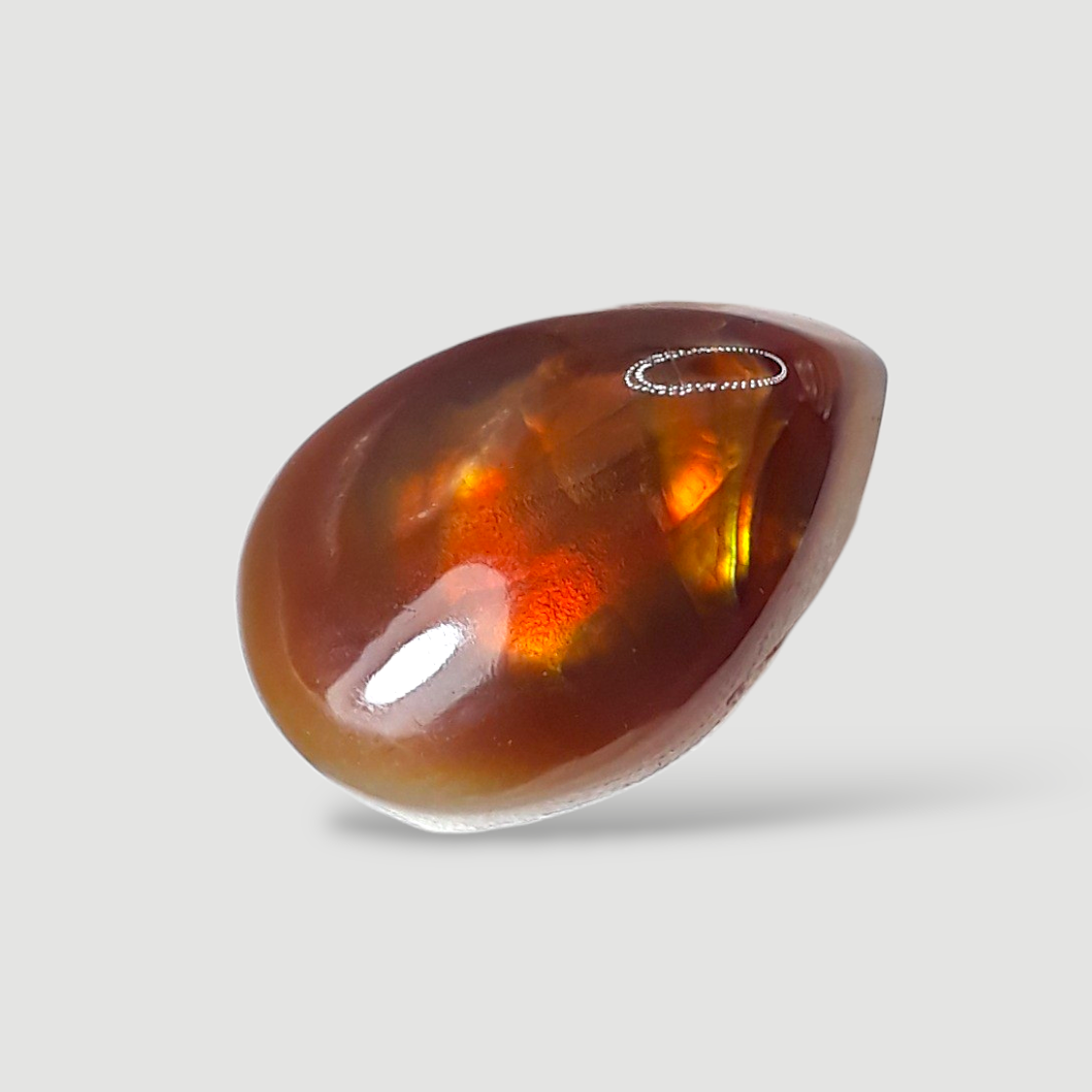 15.5ct Mexican Fire Agate, Rare Fire Agate, Pear Cabochon Fire Agate for Ring and Pendant - Perfect gemstone Gift, Dimensions - 18 x 12 mm
