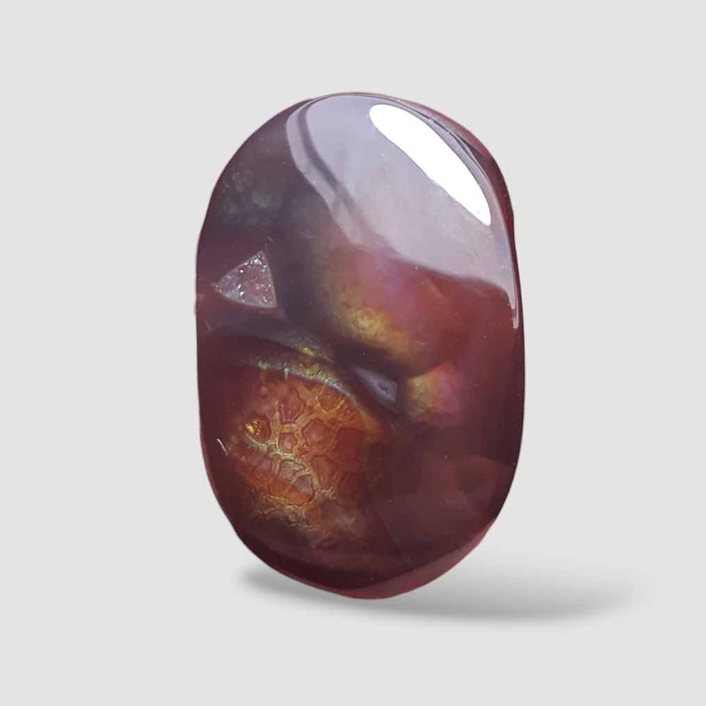 17.8 Dragon Scales Pattern, Mexican Fire Agate suitable for Ring, Rare Fire Agate - Dimensions 21x14mm