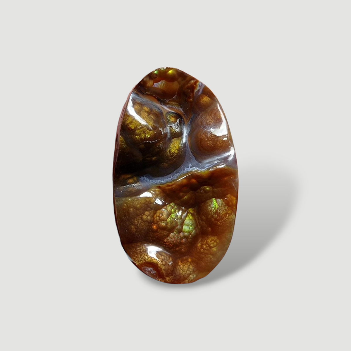 19ct Natural Long-Oval Carved Rare Mexican Fire Agate, Dimensions 26x15x6mm