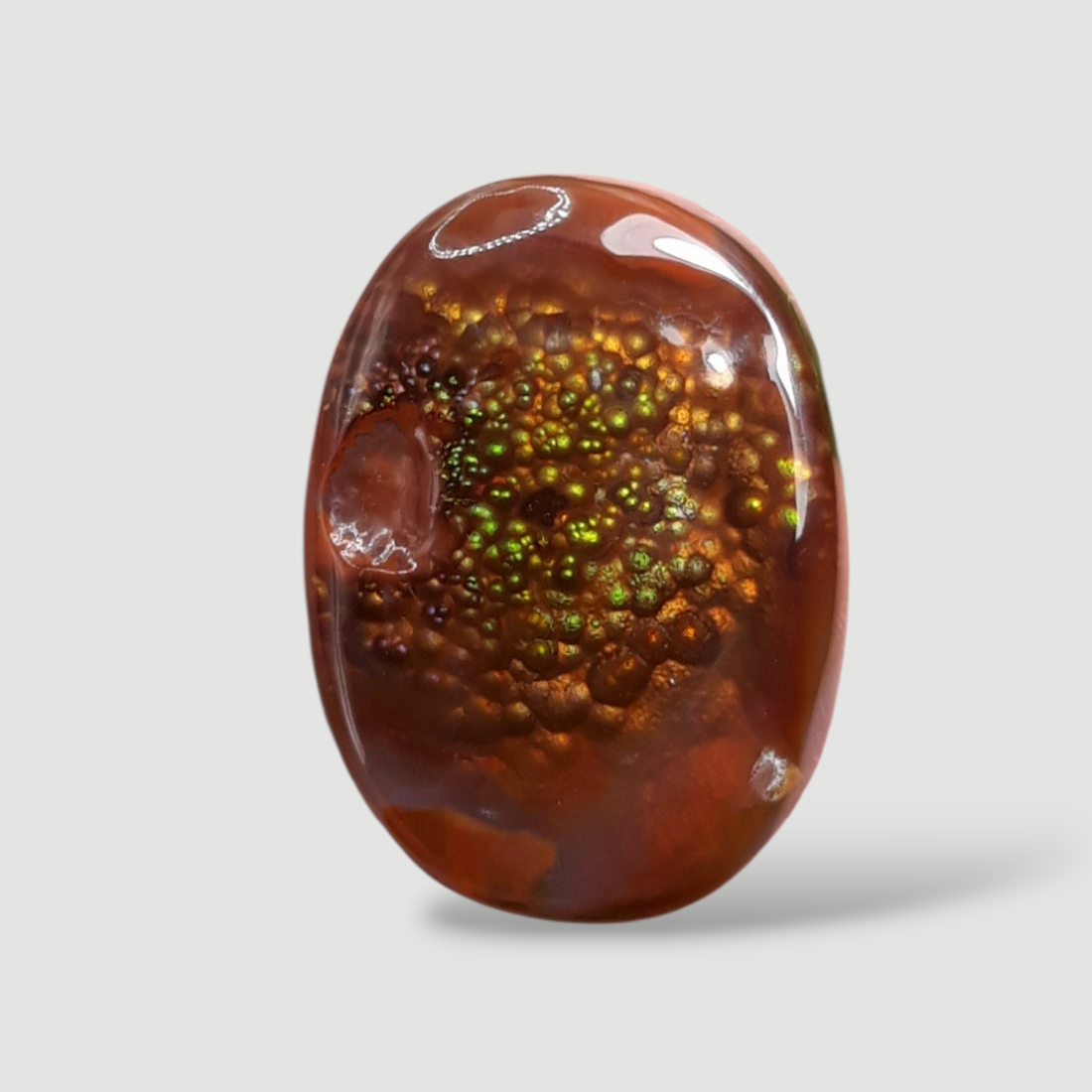 21.5ct Colorful Bubbly Fire Agate, Rare Fire Agate - Perfect gemstone Gift, Rare Gemstone than Diamonds, Dimensions 21 x 16 mm